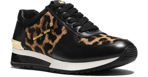 Lyst Michael Kors Allie Leopard Calf Hair And Leather Sneaker In Natural