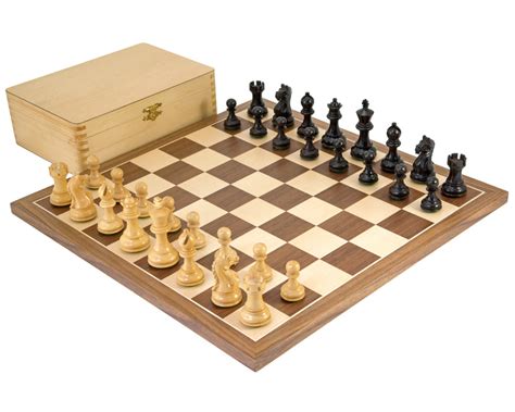 Ensemble Jeu D Echecs Et Echiquier En Bois Taille Avec Coffret