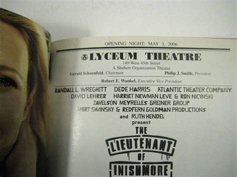 Lieutenant Inishmore Playbill Lyceum Theatre Opening Night May