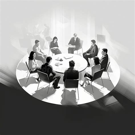 Brainstorming Colleagues. Black and White Illustration Stock ...