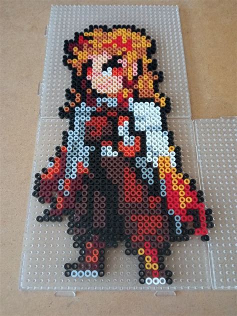 Kyōjurō Rengoku Demon Slayer Perler Beads Diy perler beads Perler