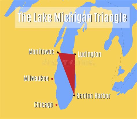 The Lake Michigan Triangle Map Stock Vector - Illustration of lake ...