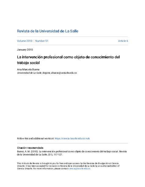 Pdf La Intervención Profesional Como Objeto De Conocimiento Del