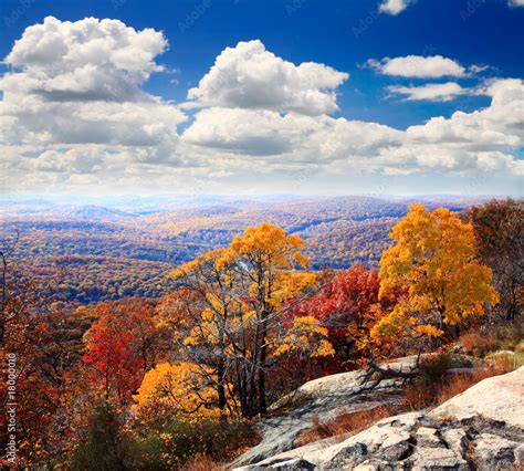 The foliage scenery from the top of Bear Mountain Stock Photo | Adobe Stock