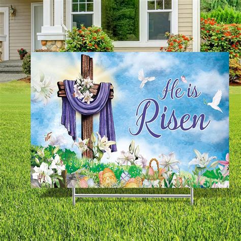 Easter Yard Sign Outdoor Decoration Happy Easter He Is