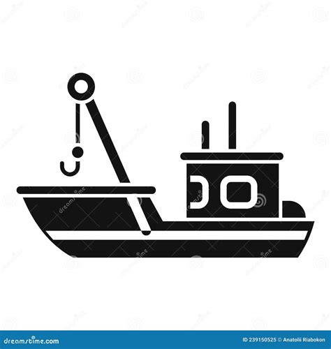 Fish Boat Net Icon Simple Vector Sea Vessel Stock Vector