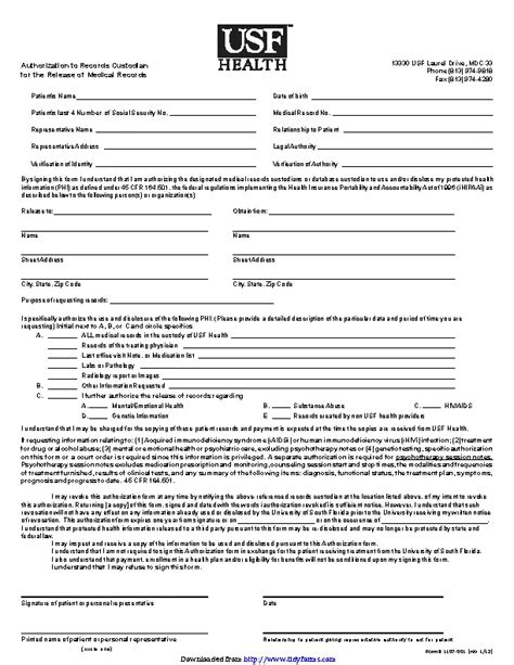 Florida Medical Records Release Form 1 PDFSimpli