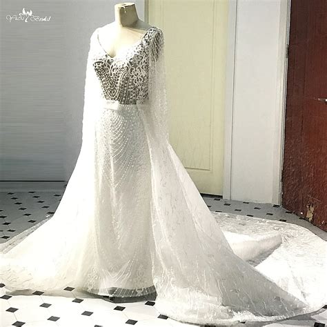 Rsw511 Luxury Lace Long Sleeve Mermaid Wedding Dress With Detachable