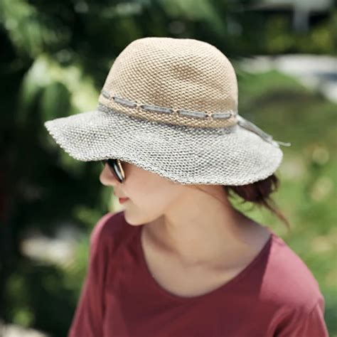 Women Spring Summer Foldable Sun Hats Chapeau Femme De Soleil Ladies Holiday Beach Hat Cotton