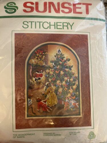 Vintage Sunset Stitchery The Wonderment Of Santa Crewel Kit 2086