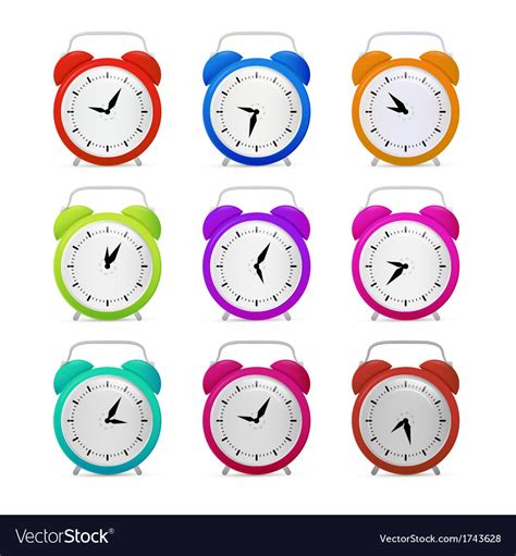 Colorful alarm clock set Royalty Free Vector Image