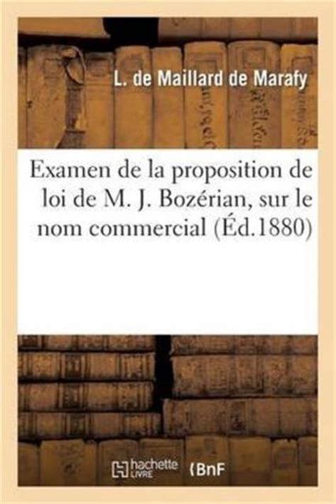 Sciences Sociales Examen de la Proposition de Loi de M J Bozérian