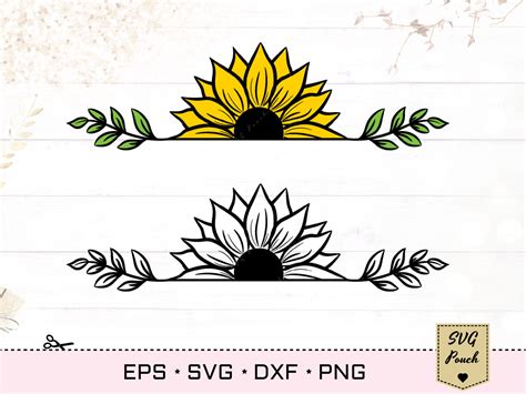 Half Sunflower Svg Border By Svgpouch Thehungryjpeg