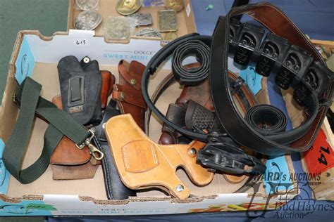 Selection Of Leather Holsters And Belts Including Hunter Trurus Idaho