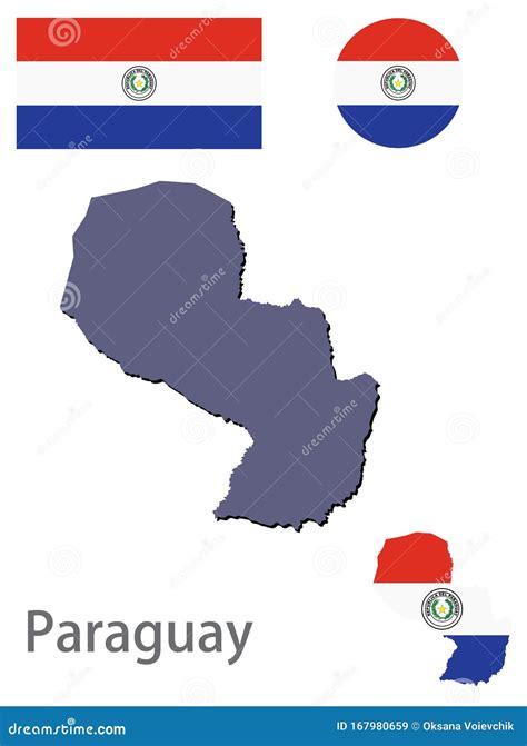 País Silueta Paraguay Y Vector De Bandera Ilustración del Vector