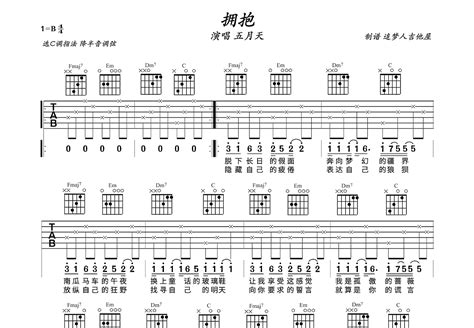 拥抱吉他谱五月天c调弹唱86专辑版 吉他世界