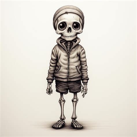 Premium Photo | Sketch of creepy and cute skeleton