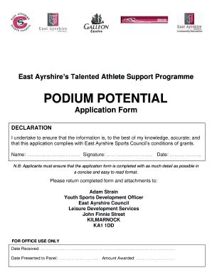 Fillable Online Podium Potential Application East Ayrshire Council