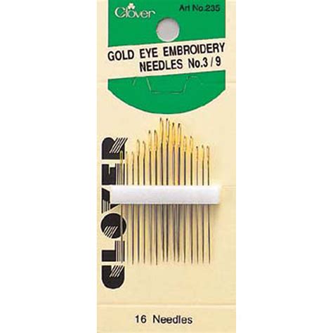 Clover No 3 9 Gold Eye Embroidery Needles Pack Of 16 Stitch Skein