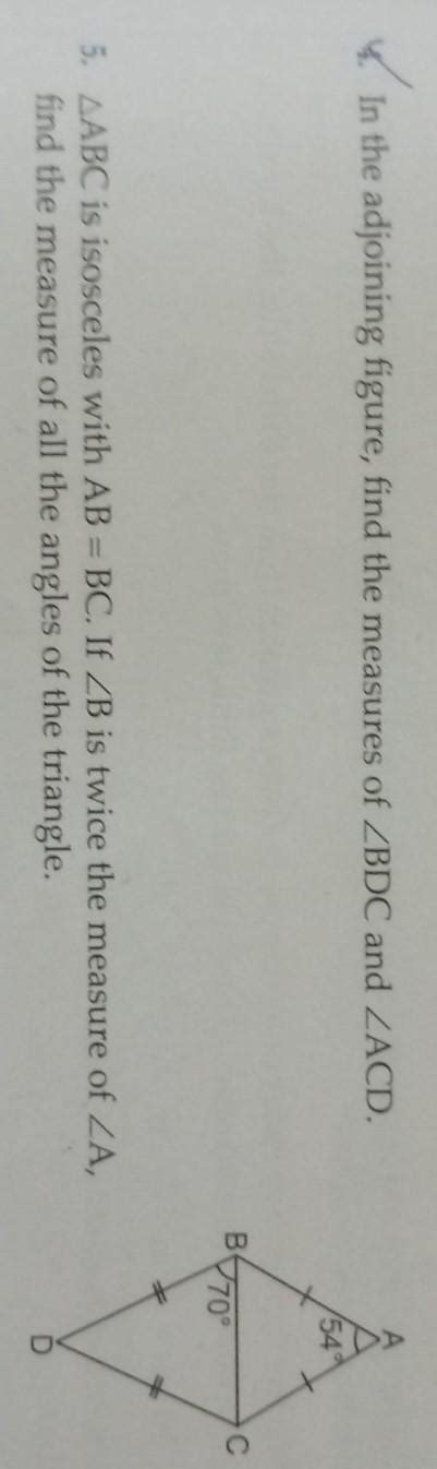 In In The Adjoining Figure Find The Measures Of Angle Bdc And Angle