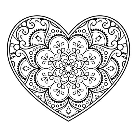 Mandala Heart Coloring Page - Sheet 3 - Download, Print Now!