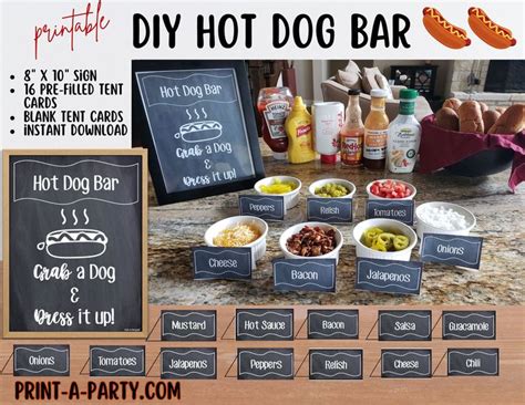 Hot Dog Bar Hot Dog Station Setup Hot Dog Sign Make Your Own Hot Dog