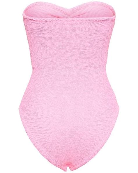 Hunza G Brooke One Piece Strapless Swimsuit In Pink Lyst