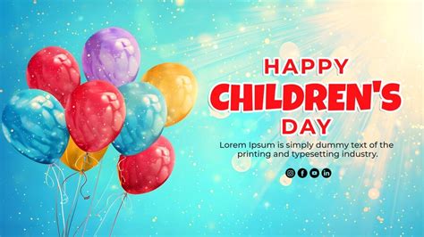 Premium Psd A Poster For Happy Children Day With Balloons And A