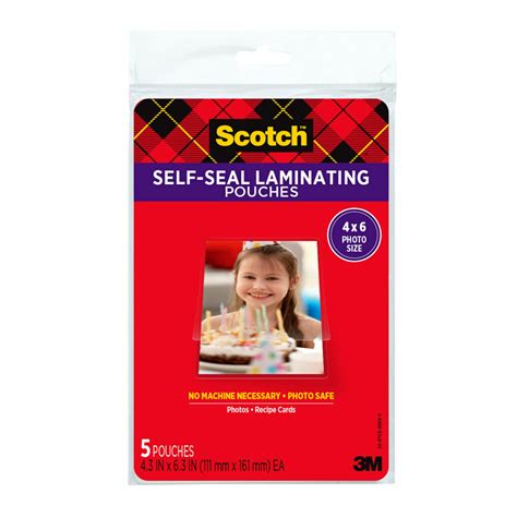 M Scotch Self Sealing Laminating Pouches Glossy Finish X