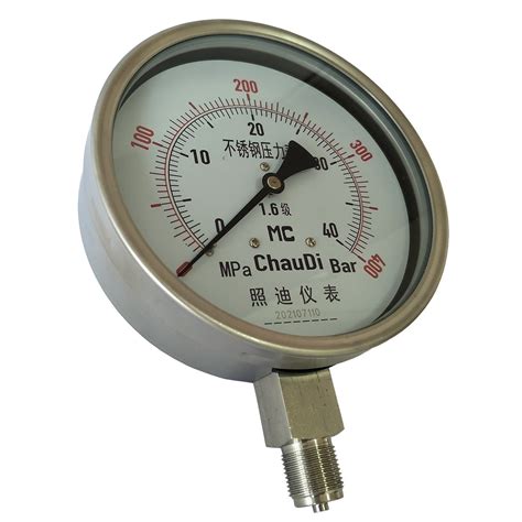 Stainless Steel Diaphragm Bourdon Tube Pressure Gauge 0 100MPa Flue Gas