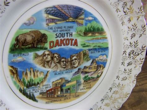 South Dakota Souvenir Plate Vintage State Plate South Dakota Etsy