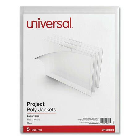 Universal Project Poly Jackets Letter Size Clear 5PK UNV50760 Zoro