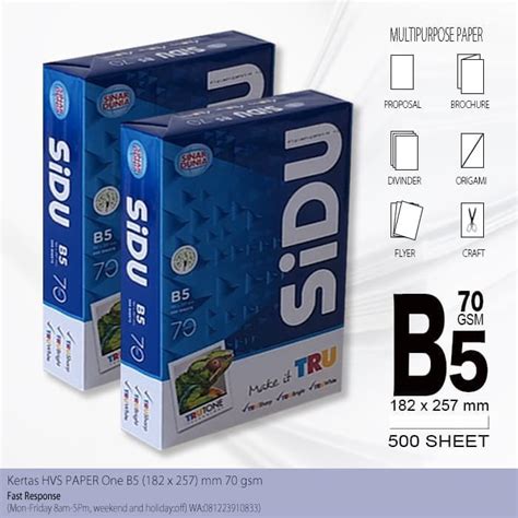 Jual Kertas HVS Sinar Dunia SiDU B5 70 Gsm Shopee Indonesia