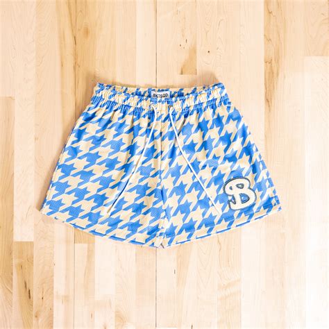 Houndstooth Adult Shorts Cotton Blue Bucketsquad