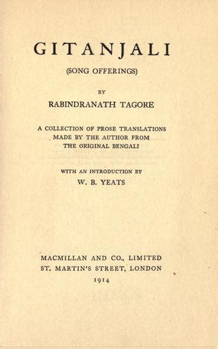 Gitanjali Song Offerings By Rabindranath Tagore Open Library