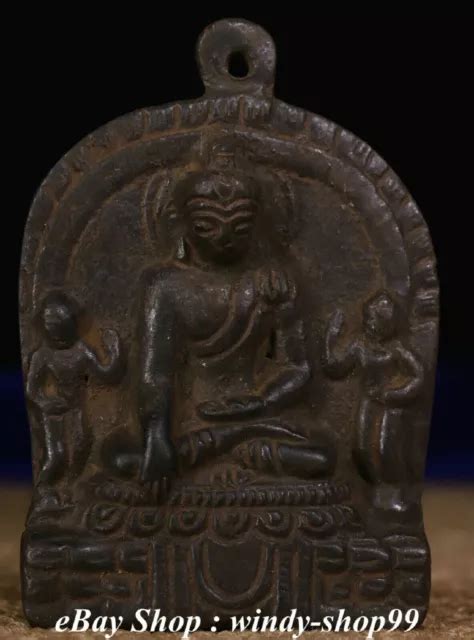 ANCIEN PENDENTIF BOUDDHISME tibétain en bronze Shakyamuni Amitabha EUR