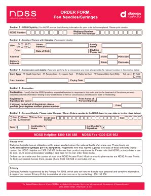 Fillable Online Order Form Pen Needles Syringes Fax Email Print