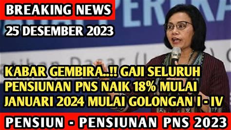 KABAR GEMBIRA GAJI SELURUH PENSIUNAN PNS NAIK 18 MULAI JANUARI