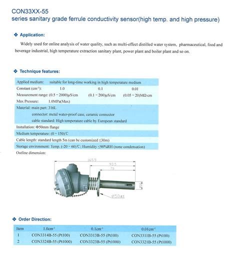 Create Series Sanitary Grade With Ferrule Conductivity Sensor High Temp