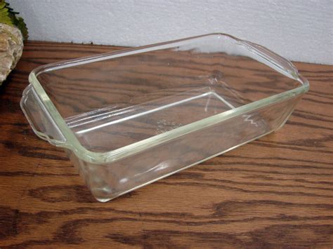 Vintage Fire King Clear Glass Quart Bread Loaf Pan Baking Moose