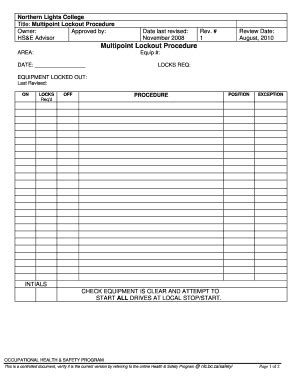 Fillable Online Lock Out Sheet Fax Email Print Pdffiller