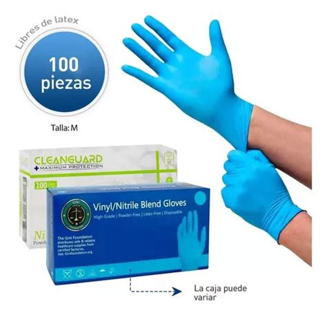 Guantes De Vinil Nitrilo Libre De Látex Y Polvo 100 Piezas Color Azul