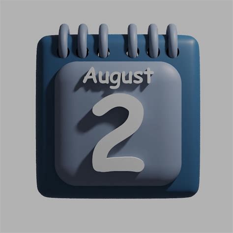 Un Calendario Azul Con La Fecha Del 2 De Agosto Archivo Psd Premium