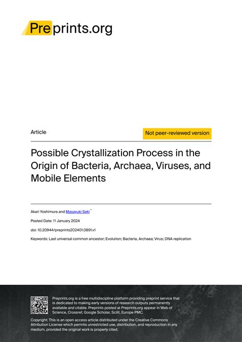 Pdf Possible Crystallization Process In The Origin Of Bacteria