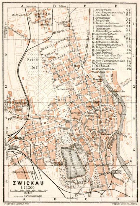 Old Map Of Zwickau In 1911 Buy Vintage Map Replica Poster Print Or