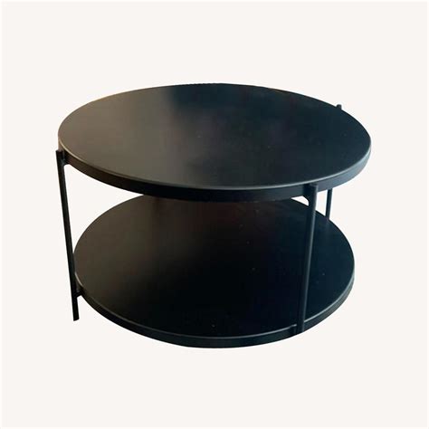 Round Black Coffee Table - AptDeco