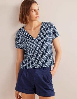 Tie Back Jersey Top French Navy Cube Boden Uk