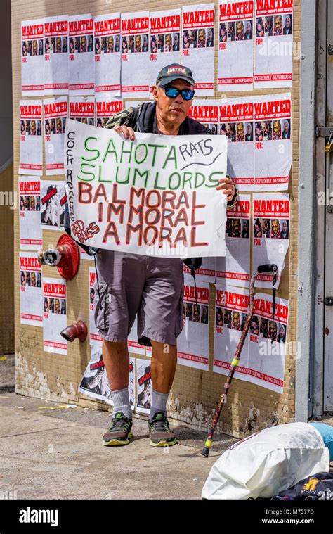 Man Holding Sign In Support Of Evicted Residents Of Downtown Eastside