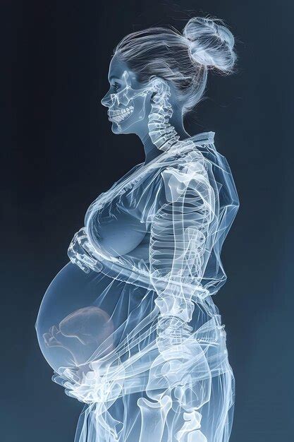 X Ray Photograph Of Pregnant Woman Revealing Fetus Premium Ai Generated Image