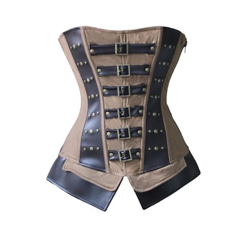 Leather Corset Waist Trainer Corsets Steel Boned Steampunk Party Sexy